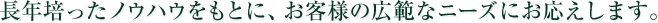 長年培ったノウハウをもとに、お客様の広範なニーズにお応えします。